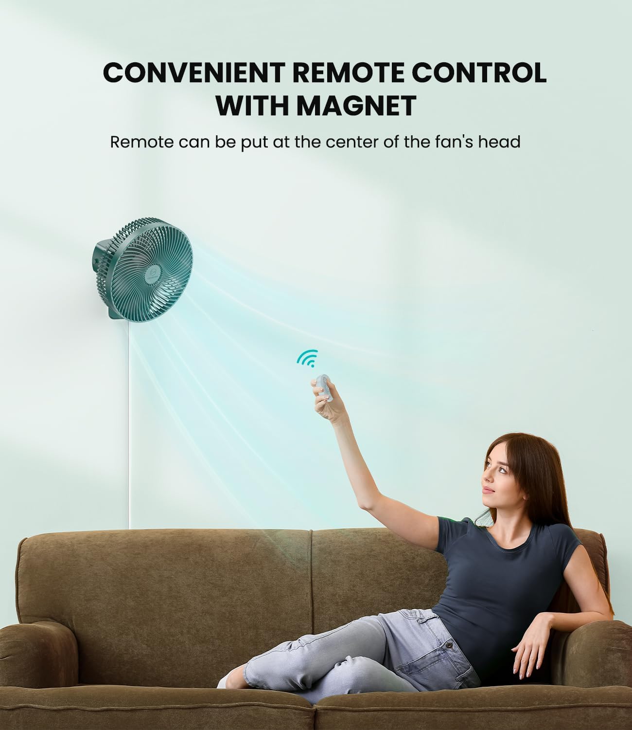 LEMOISTAR 8 Inch Small Wall Mounted RV Fan with Remote Control, 90° Oscillating, 4 Speeds, 4 Timer, Adjustable Tilt, 70 Inch Cord, Quiet, for Corner Bedroom Home Office Garage-Black