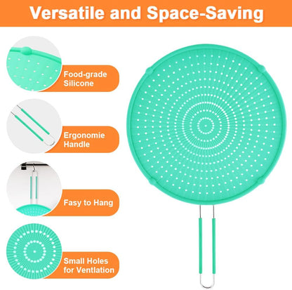 Silicone Splatter Screen for Frying Pan,Grease Splatter Guard,Heat-Resistant Splatter Guards for Cooking,Dishwasher Safe (9.8", 11.4", 13")