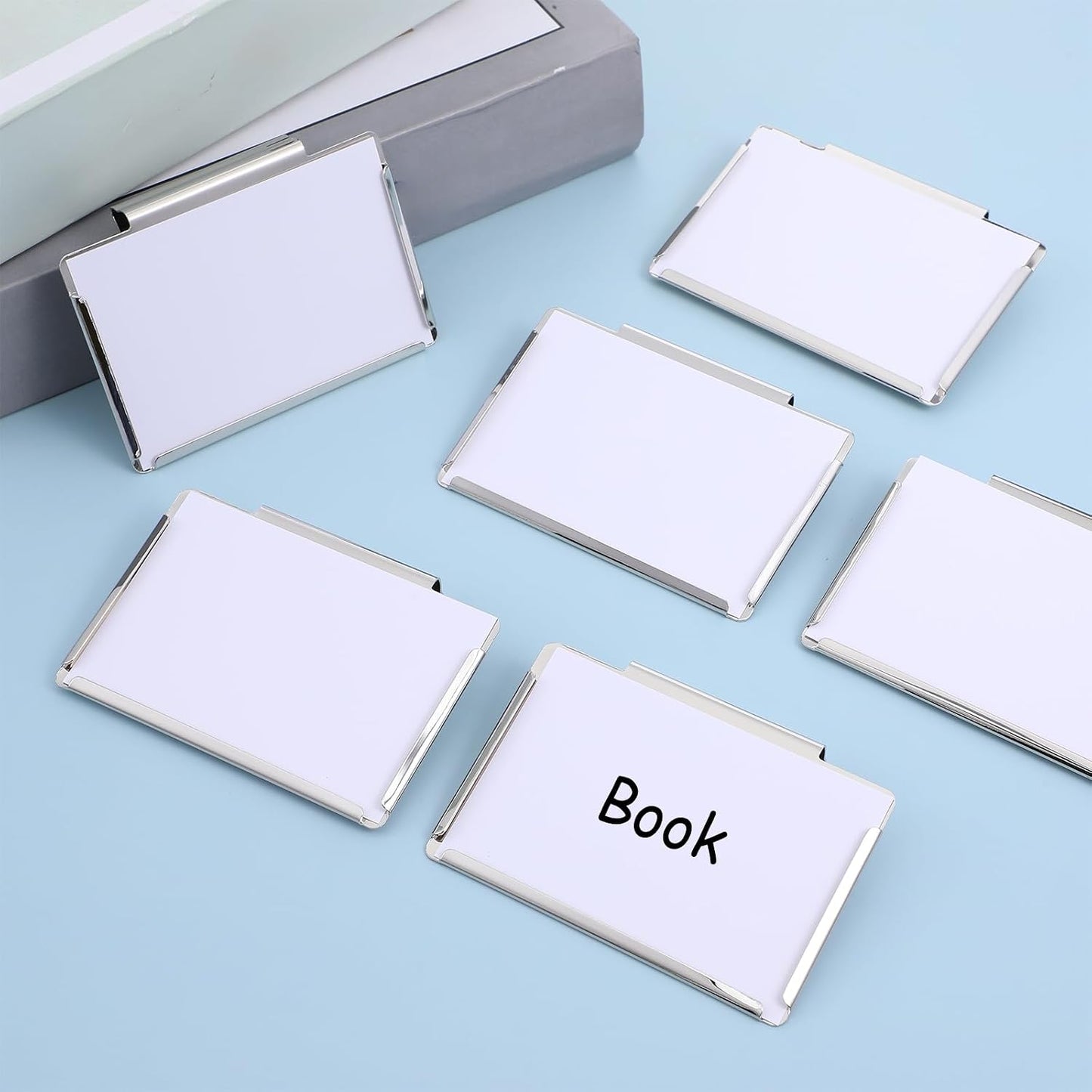 10 Pack Metal Basket Bin Labels Clips,3.54" x 2.36" Stainless Steel Label Holders with White Papers,Silver Removable Bin Clips for Labeling, Classification