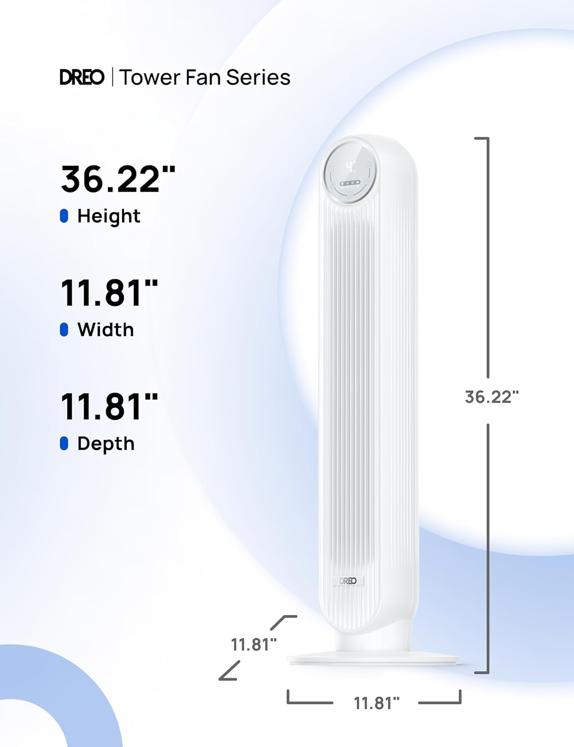 DREO Tower Fan for Bedroom, Upgraded 20dB Quiet Fans that Blow Cold Air | 28ft/s High Velocity, 9 Speeds, 4 Modes, 12H Timer, 90° Oscillating Cooling Standing Fan for Indoor Home Office, 42 inch