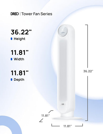 DREO Tower Fan for Bedroom, Upgraded 20dB Quiet Fans that Blow Cold Air | 28ft/s High Velocity, 9 Speeds, 4 Modes, 12H Timer, 90° Oscillating Cooling Standing Fan for Indoor Home Office, 42 inch