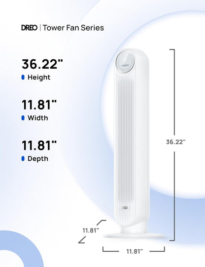 DREO Tower Fan for Bedroom, 28ft/s High Velocity, 9 Speeds, DC Motor