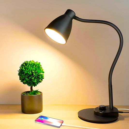 BOHON LED Desk Lamp with USB Charging Port 3 Color Modes Dimmable, Black
