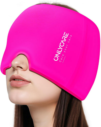 ONLYCARE Migraine Relief Cap, Headache Relief Cold Cap for Migraine Relief | Soothing Headache Ice Face Pack Mask, Cold Compress Head Wrap for Sinus, Tension, Stress, Hangover, Self Care Gifts for Women