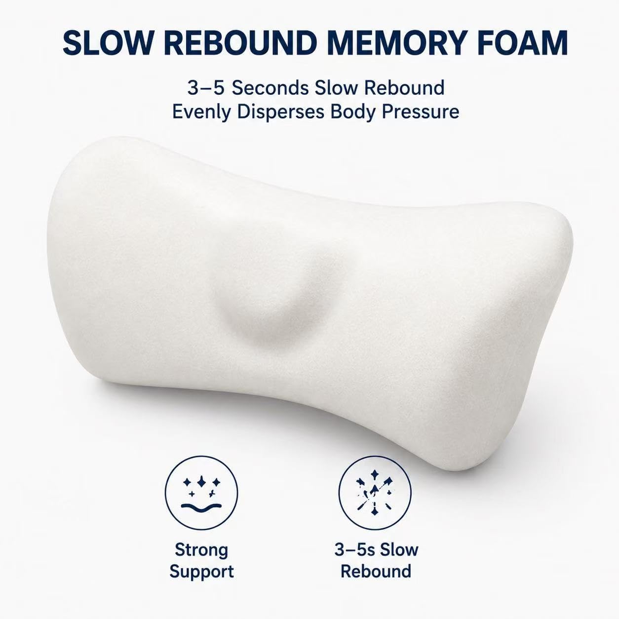 Ergonomic Lumbar Support Pillow, Memory Foam Back Cushion | Back Pillow for Low Back Pain Relief, Ergonomic Support with Detachable Fixation Band for Office Chair, Car Seat and Recliner