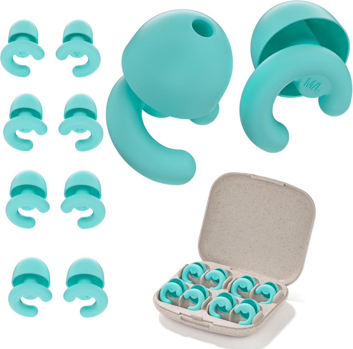 Noise Cancelling Ear Plugs Sleep 50dB NRR Side Sleep Small Ear | ultra soft silicone, reusable one-piece design, 4 sizes included, portable case