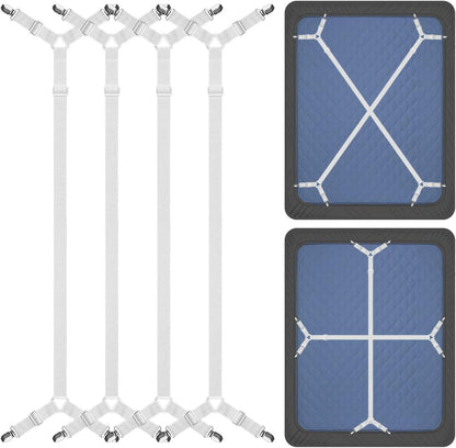 ZHOUBIN Sheet Suspenders Clips, Bed Sheet Straps Mattress Sheet Holders for Twin, Full, Queen, King - Keep Sheets in Place Corner Sheet Grippers Fasteners Sheet Stays