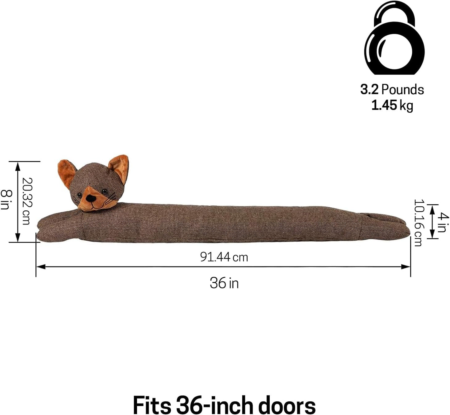 SWISSELITE 36 Inch Under Door Stopper, Decorative Door Noise Blocker | Weighted 3.2 Pounds Animal Air Draft Stopper Soundproof Energy Saver for Door & Window