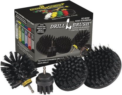 Drillbrush Electric Nylon Drill Brush Attachment Set for Bathroom Cleaning | Power Scrubber Brush Kit for Bathtub, Shower & Tile - Grout Cleaner Kit - All-Purpose Household Cleaning Brushes for Drill