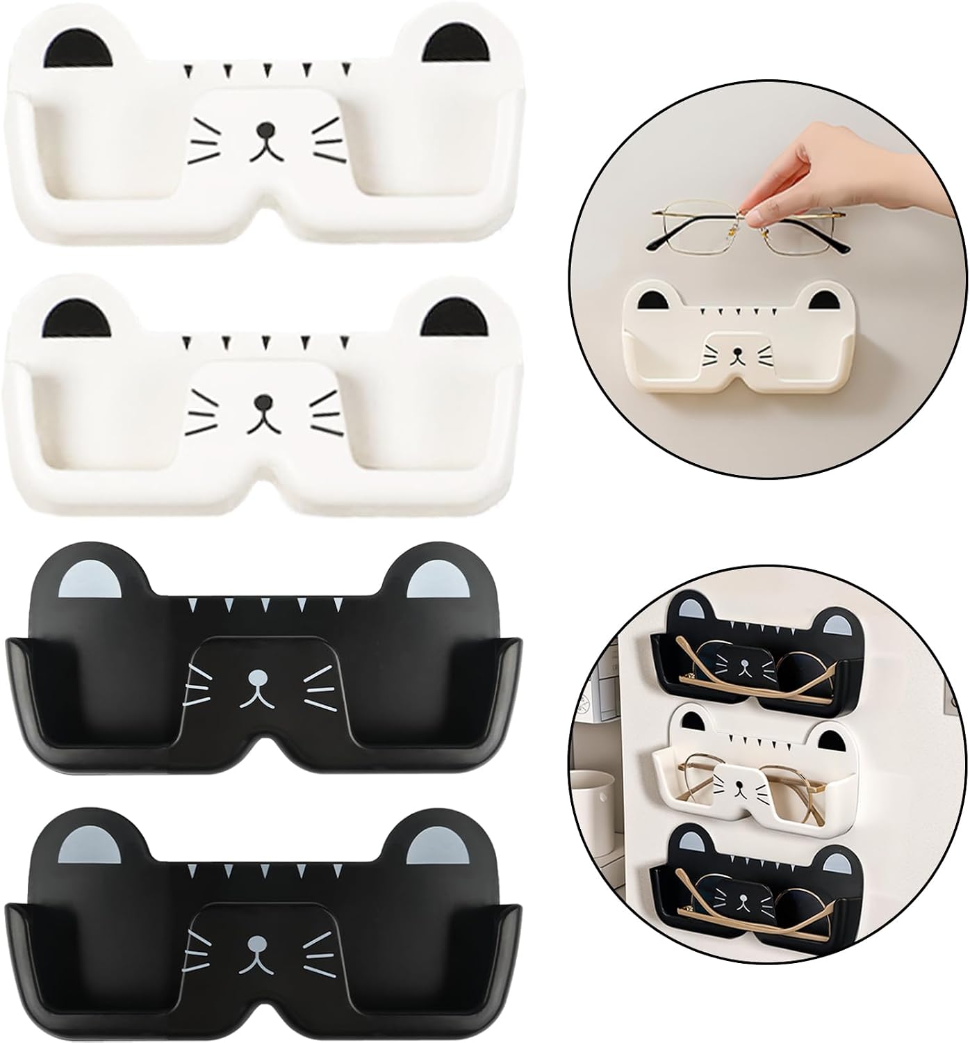 Nokiils 4 Pack Sunglass Organizer, Cat-shaped Sunglasses Holder, Glasses Organizer for Entryway, Living Room, Bedroom, Bathroom
