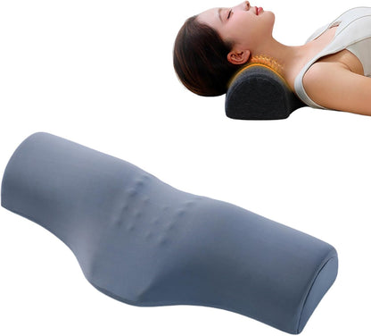 Cervical Neck Pillow for Neck Pain Relief,Memory Foam Neck Bolster Support Pillow for Bolster Support and Shoulder Relaxer, Decompression Devices Orthopedic Pillow Gray