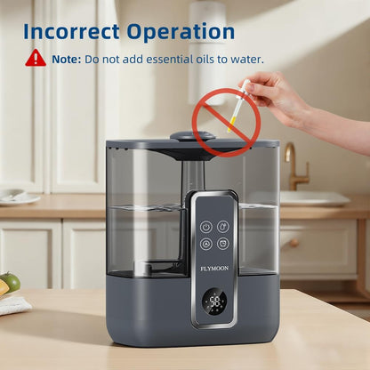 FLYMOON Top Fill 5L Cool Mist Humidifiers with 28dB | Tuya App & Touch Control, Auto-Off, 12H Timer, 50 Hour Runtime, Ultra-fine Mist, Ideal for Bedrooms