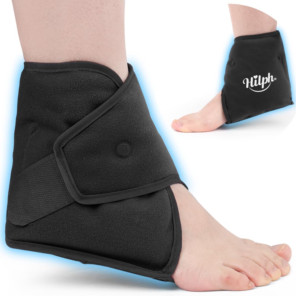 Hilph Ankle Ice Pack Wrap for Swelling, Gel Cold Pack for Ankle Sprained | Easy to Wear, Reusable Hot Cold Compress for Surgery Recovery, Plantar Fasciitis, Foot Pain Relief, Achilles Tendonitis, Blue