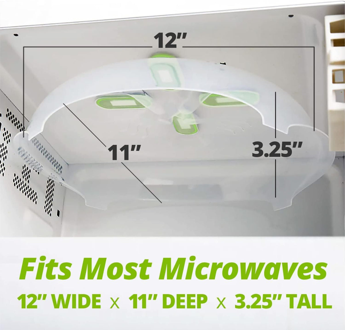 HOVER COVER Tall Magnetic Microwave Splatter Cover for Food, 12 Inch-Black