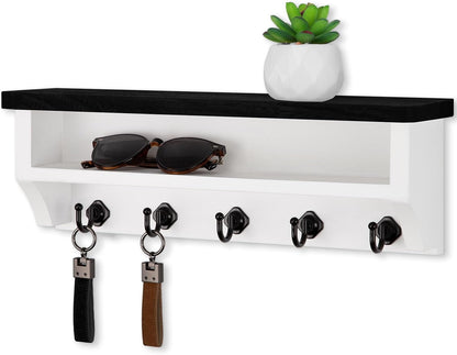 Nekon Key Holder Wall Mount, Wall Organizer Shelf with 5 Key Hooks | Wall Mounted Key Rack Room Decor for Home and Apartment Essentials