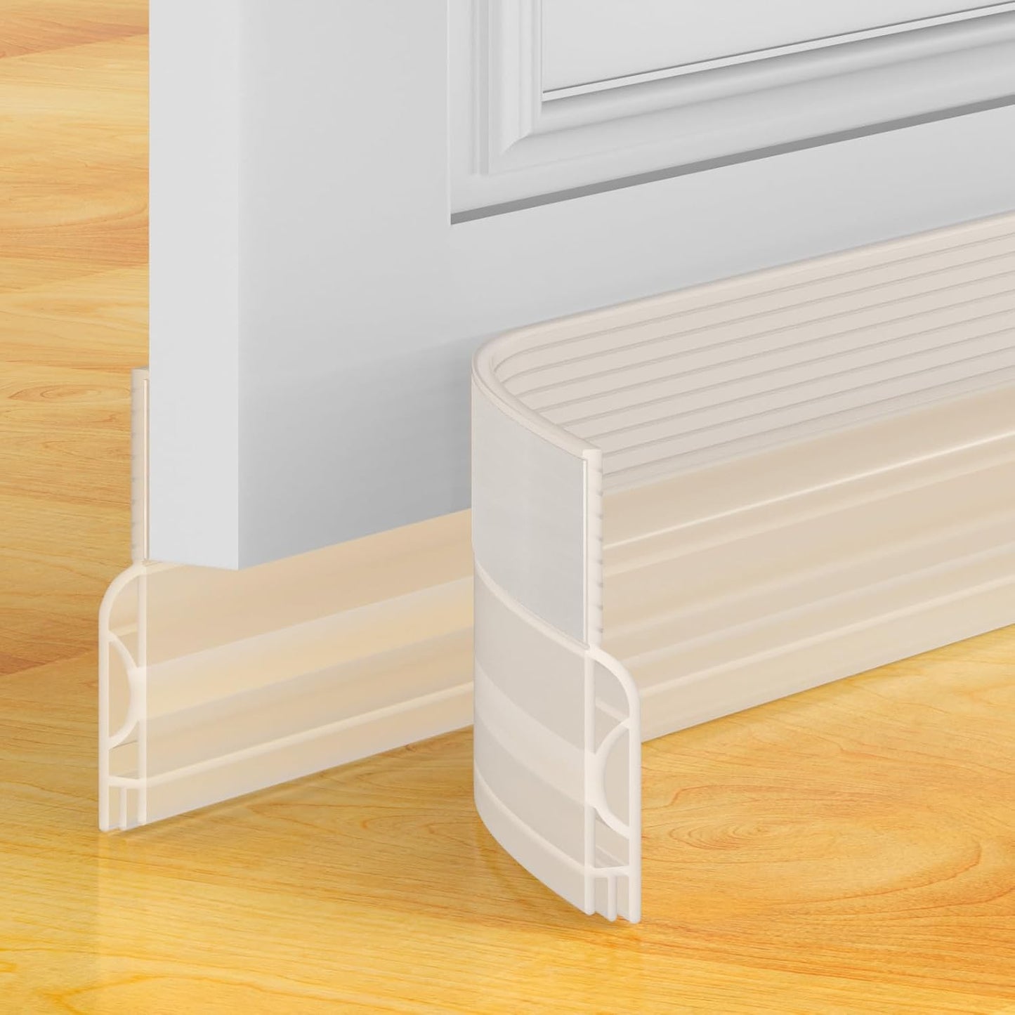 Door Draft Stopper, Door Sweep for Bottom of Door, Weather Stripping Door Seal Gap Filler Bottom Blocker Soundproofing Cold Air Insulation Save Energy Install Quickly Easily (Black, 39‘’)