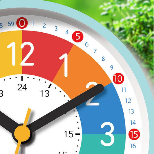 Analog Alarm Clock for Kids Learn to Tell Time with Colorful Dial, Silent Clock Movement, Battery Operated with Back-Light, for Kids,Teens, Travel and Nice Bedroom Decor (White)