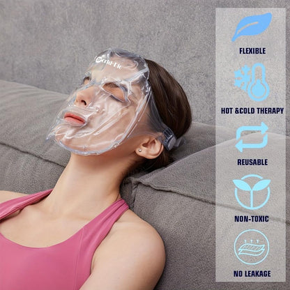 Face Ice Pack/Ice Mask for Face & TMJ Relief, Reusable Hot Cold Gel Pack for Post-Surgery Recovery, Puffy Eyes, and Swelling, Full Coverage Ice Mask (White)