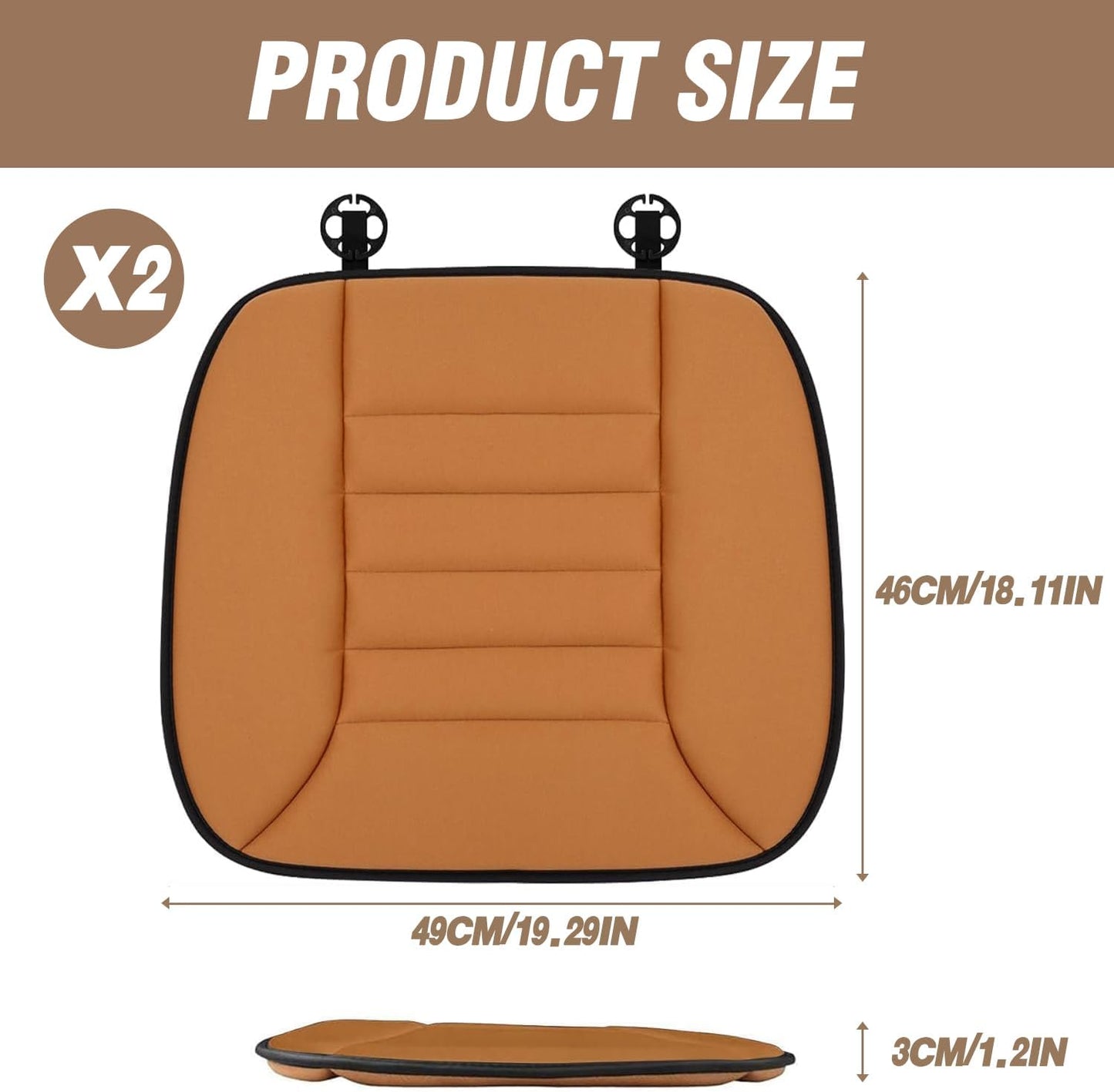 Car Seat Cushion Pad 1.2" Thick Comfort Seat Protector for Car Driver Seat Office Chair Home Use Memory Foam Seat Cushion with Non Slip Bottom, 20'' x 18.5'', Black