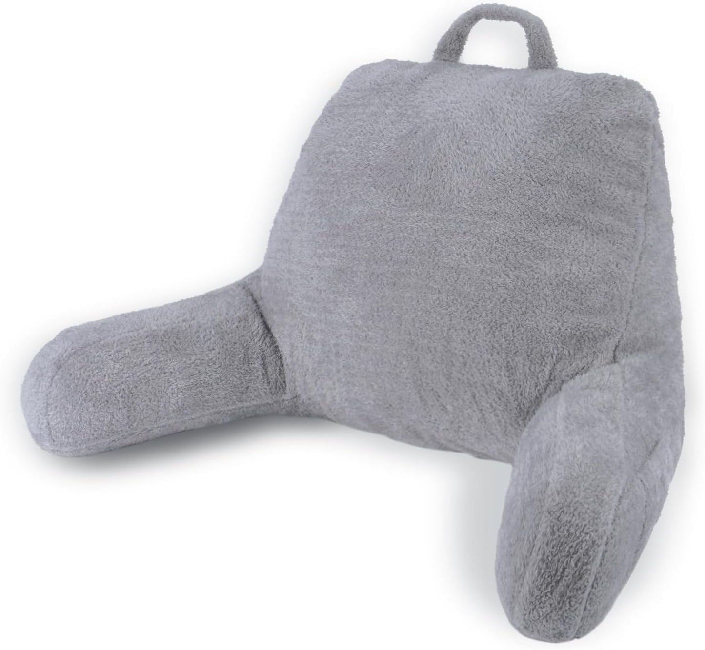 Blissful Diary Reading Pillow, Backrest Pillow with Shredded Memory Foam for Adult & Children, Designed for Bed and Couch Sitting Up, Includes Arms, Pockets and Washable Cover, Off White