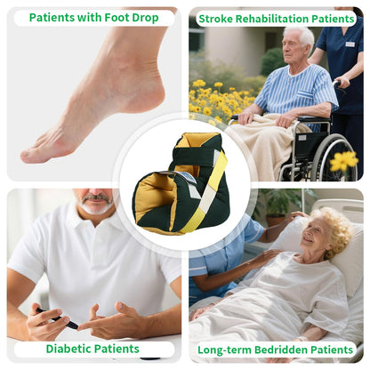 Foot Drop Heel Protector – Ankle Support for Bed Sores, Pressure Relief & Diabetic Care – Adjustable Straps, Breathable, Machine Washable (Dark green, Free Size)