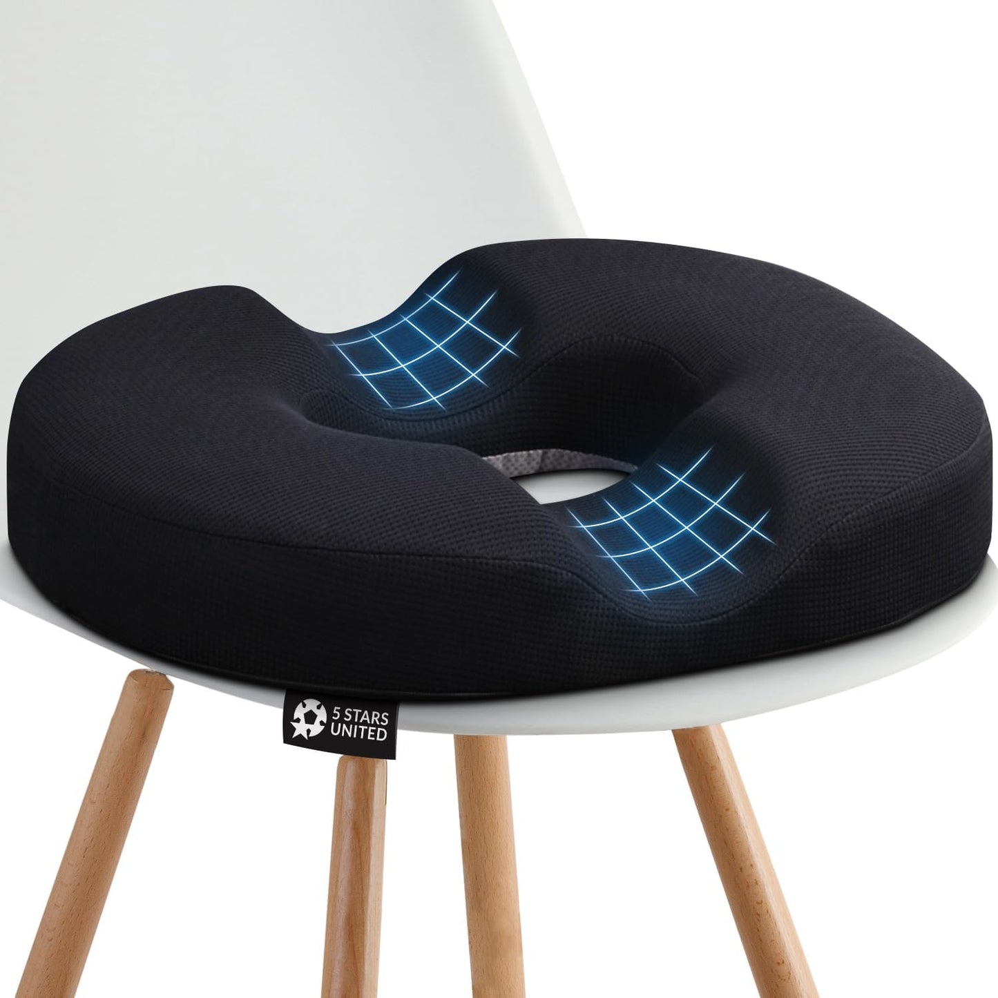 5 STARS UNITED Half Moon Bolster Semi-Roll Pillow and Knee Pillow for Side Sleepers and Donut Pillow Hemorrhoid Tailbone Cushion, Bundle