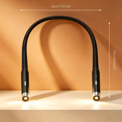 LED Neck Reading Light, 3-Color & 3-Brightness Adjustable Bendable Neck Light, USB Rechargeable Book Light for Reading in Bed, Knitting, Crochet, Camping, Working, Book Lovers Gifts (Black)