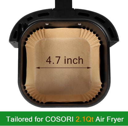 130 Pcs Disposable Mini Air Fryer Liners for COSORI 2.1 Qt Air Fryer | Small Air Fryer Liners, Pre-Cut and Ready to Use Upon Receipt, Food-Grade Safe, Heat to 430°F, Non-Stick