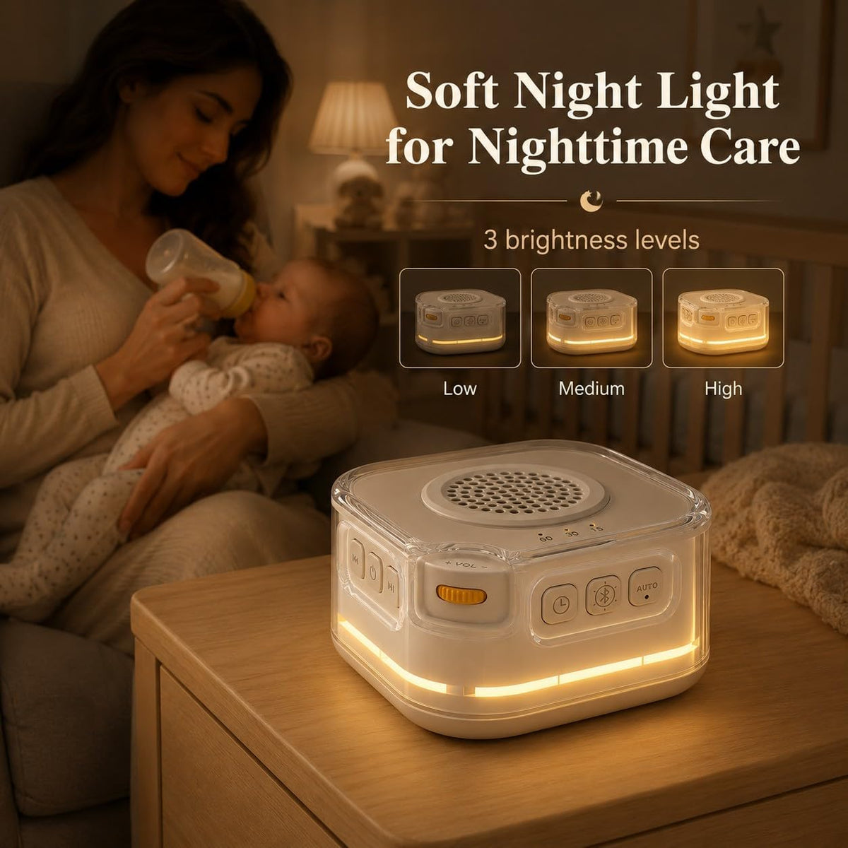 White Noise Machine for Baby Sleep, Bluetooth Speaker for Nursery Travel