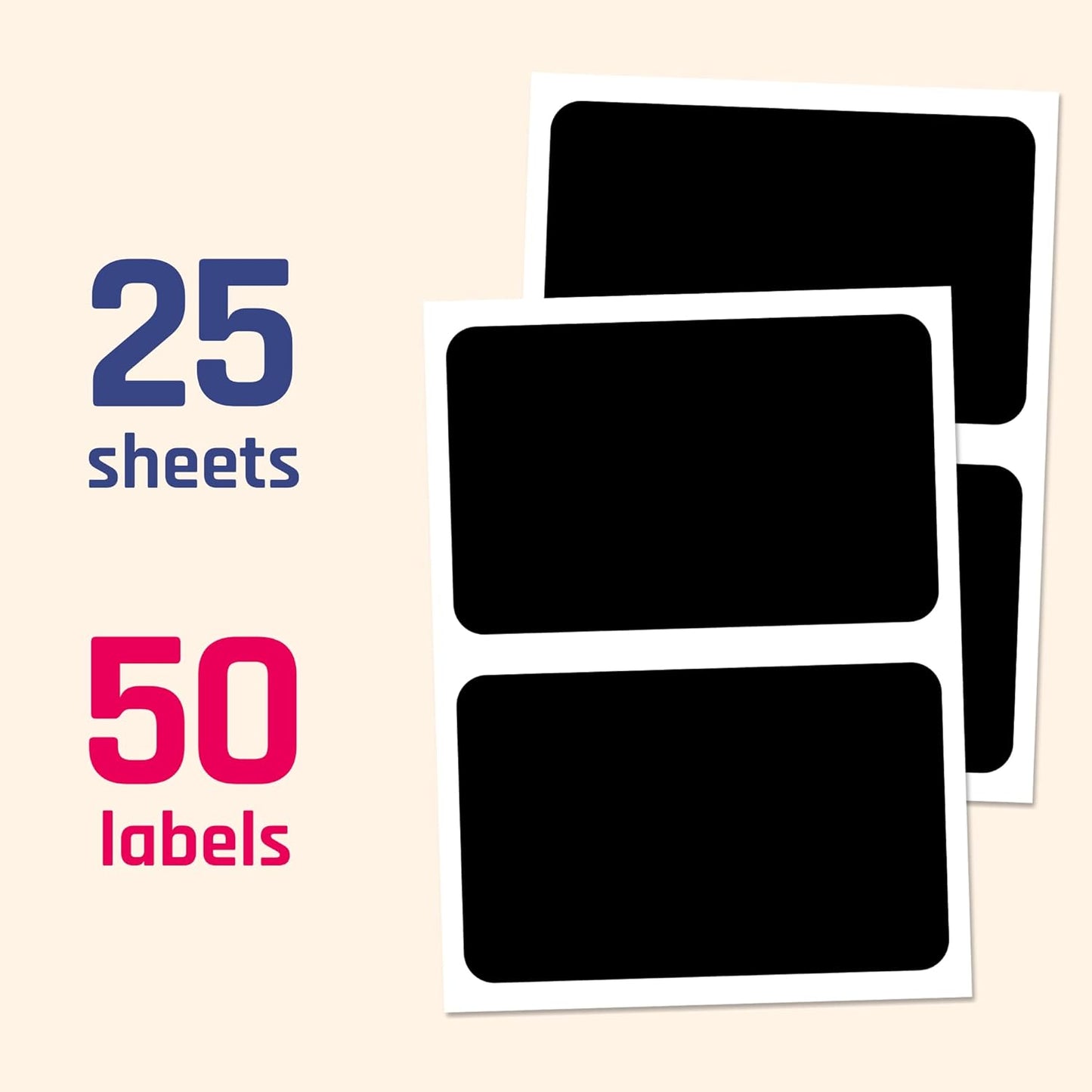 50 Pack, Large Chalkboard Labels Stickers - Rectangle, 6" x 4" | Erasable and Reusable