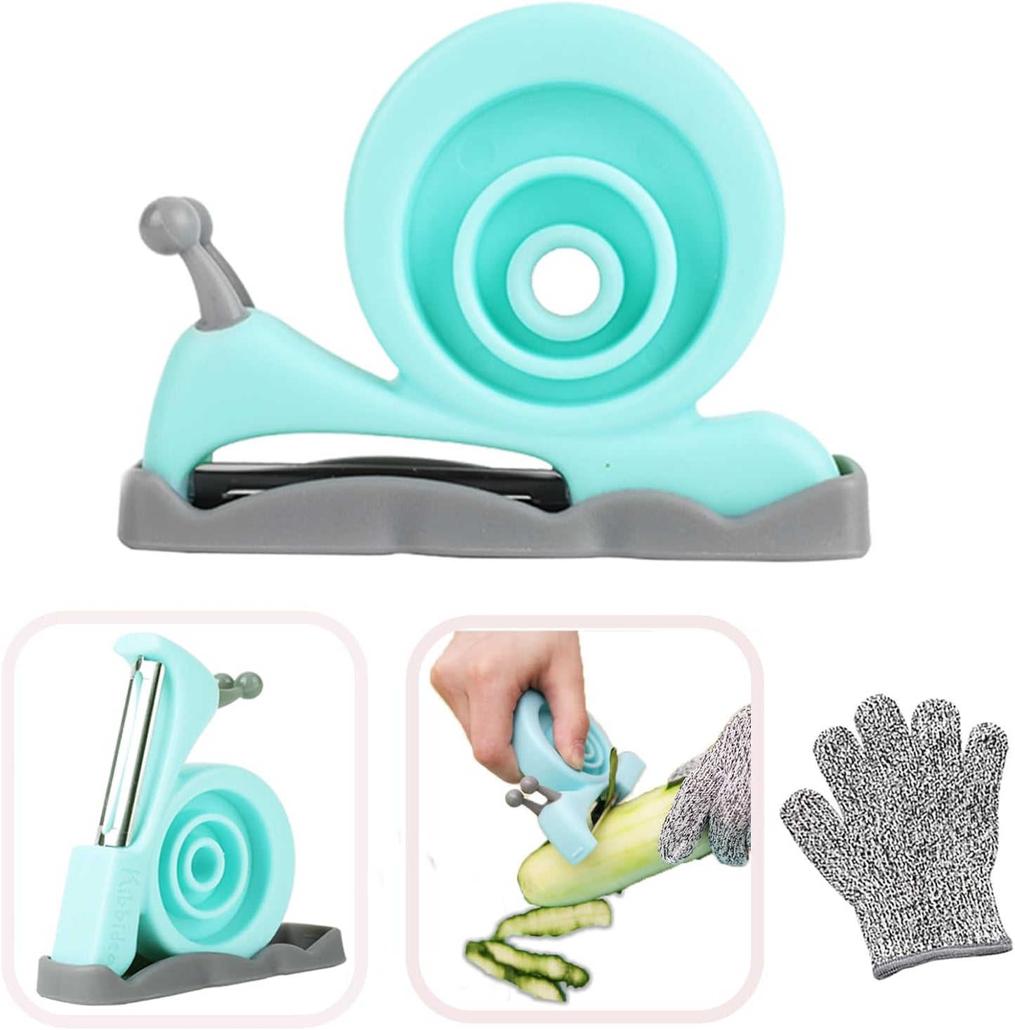 Kibbidea Vegetable Peeler, Kids Potato Fruit Peeler for Kitchen | Protective Cover, Cut-proof Glove, Kids Cooking Tools, Cute Kitchen Accessories