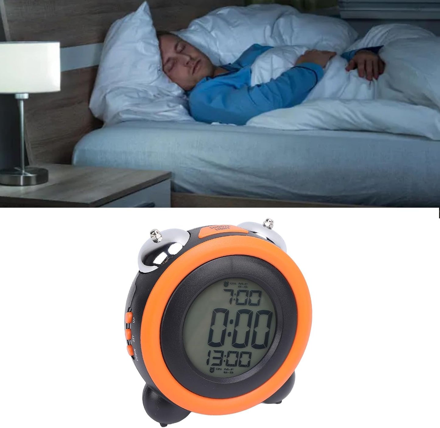 Asixxsix Digital Alarm Clock with Bed Shaker for Bedroom, LED Display Vibrating Alarm Clock for Heavy Sleepers or Hearing Impaired, Digital Clock for Bedroom