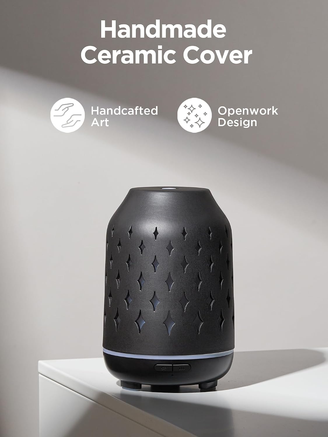InnoGear Essential Oil Diffuser, 150ml Ceramic Stone Diffuser Handcrafted Aromatherapy Diffusers Ultrasonic Cool Mist Humidifier Vaporizor with 2 Mist Modes Waterless Auto Off for Room Office, White
