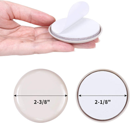 Ezprotekt 16 Pack Self-Stick Furniture Chair Leg Sliders for Carpet, 2-1/8" Self-Adhesive Round Furniture Movers Sliders, Carpet Chairs Furniture Glides, Carpet Moving Sliders Easily Move (Beige)