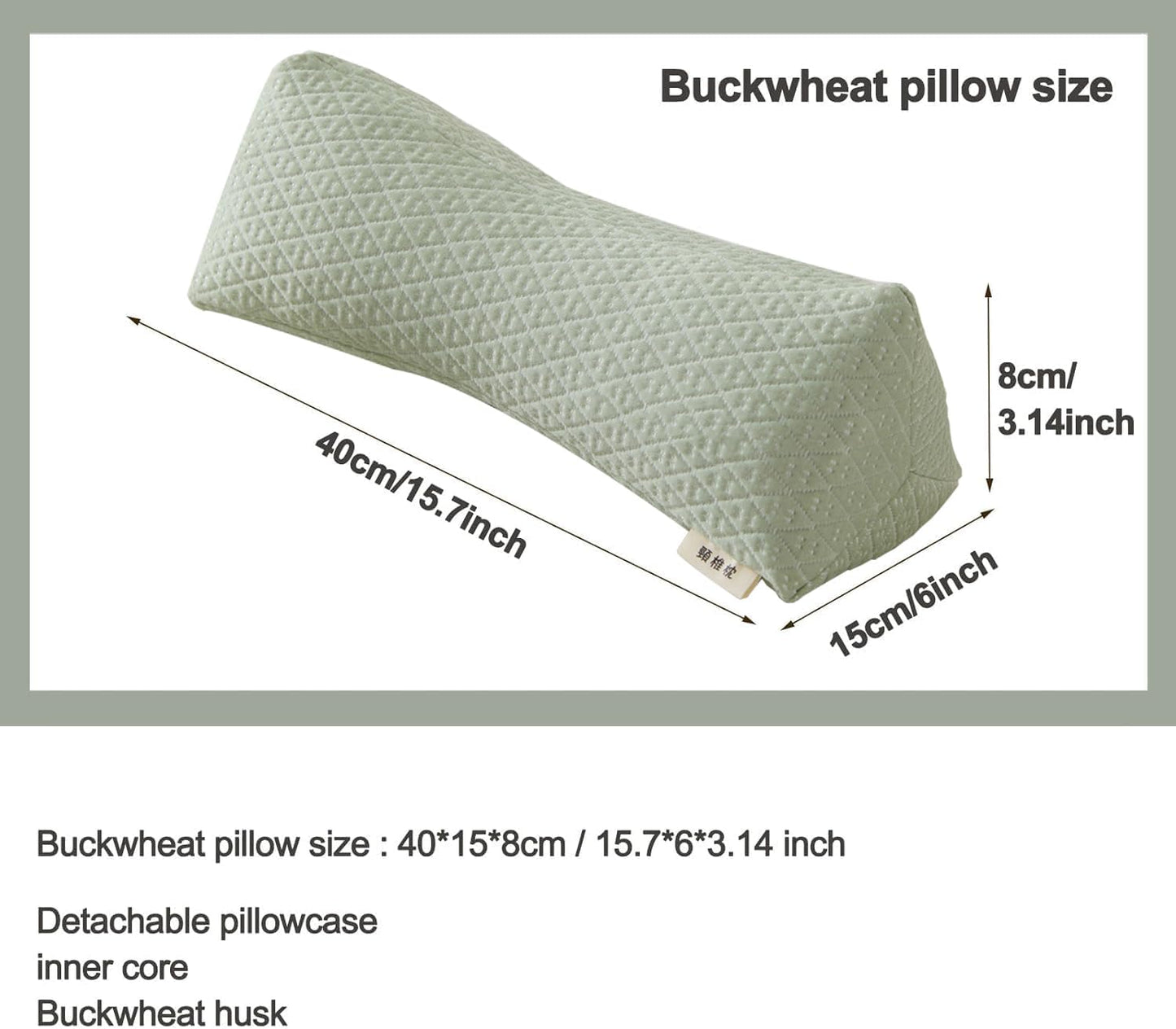 Buckwheat Pillow, Cooling Cervical Neck Support pillow ,Adjustable Bolster Buckwheat Roll Pillow Neck Pain Relief for Back and Side Sleepers Round Neck Pillows For Sleeping 6*15 inch (Green)