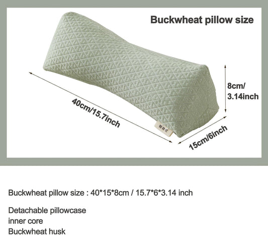 Buckwheat Pillow, Cooling Cervical Neck Support pillow ,Adjustable Bolster Buckwheat Roll Pillow Neck Pain Relief for Back and Side Sleepers Round Neck Pillows For Sleeping 6*15 inch (Green)