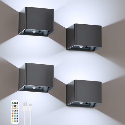 iMaihom Motion Sensor Wall Lights with Remote, 5000mAh Rechargeable Battery Operated Wall Sconces, Wireless Indoor Up Down Lights, 12 RGB Colors, Warm & Cool White for Hallway Stairs Bedroom, 2 Pack