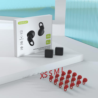 Silicone Ear Plugs for Noise Reduction - Reusable Soft Comfortable Earplugs for Sleeping,Noise Sensitivity & Flights -16 Ear Tips in XS/S/M/L, with 2 Travel Boxes - 33dB Noise Cancelling (Olive Green)