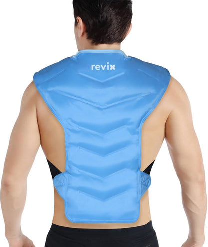 REVIX Large Ice Pack for Back and Shoulder Discomfort Relief, Reusable Gel Cold Pack with Soft Plush Lining, Flexible & Long-Lasting Cold Therapy Wrap, Navy
