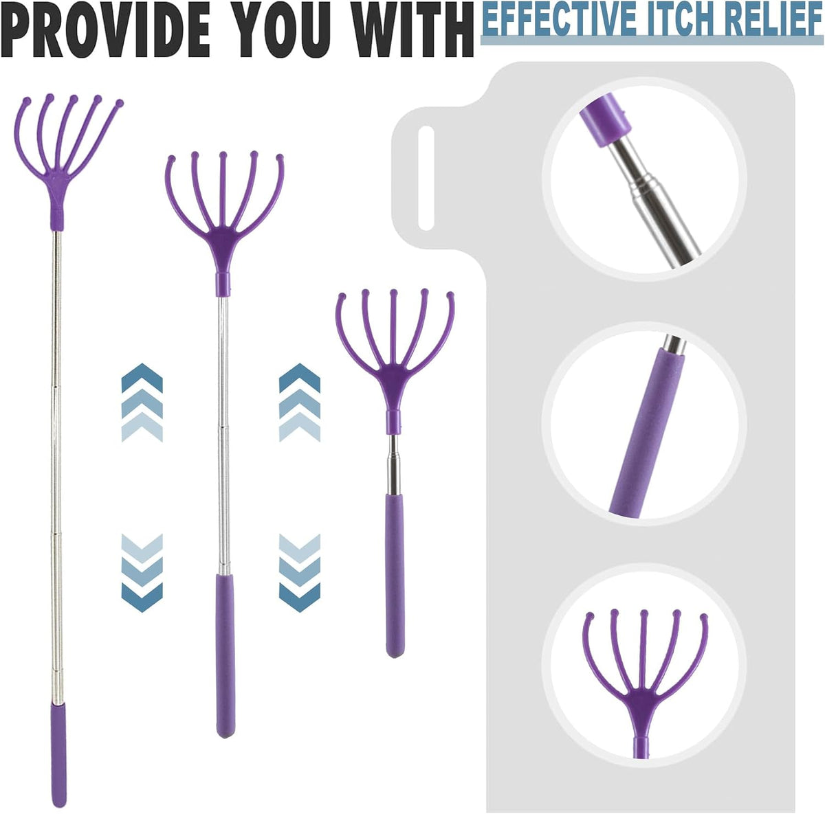 Silicone Back Scratching Tool Extendable Telescopic Back Scratcher Skin Safe Bristle Claw Back Scratcher with Folding Handle