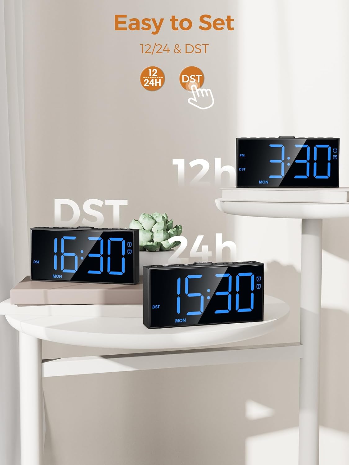 Vibrating Alarm Clock for Heavy Sleepers with Bed Shaker, 116dB Dual Alarms