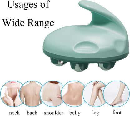 WMM Hand Held Massager, Full Body Massage Tool with Roller Ball Massager Manual 360-degree-roller for Muscle Back Neck Joint Foot Shoulder Leg Pain Relief with Portable Design