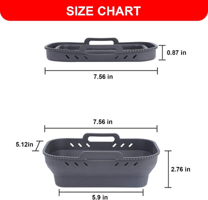 Small Air Fryer Silicone Liners, 7.56 x 5.12 inch Small Rectangle Collapsible Airfryer Liner, Reusable Non-Stick Baking Trays for Ninja DZ201/DZ401/DZ550 Instant Air Fryer, 2 Pack (Grey+Black)