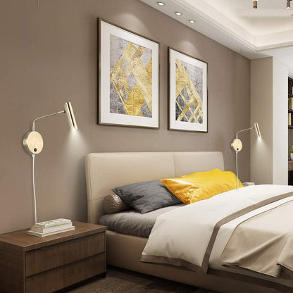 Joossnwell Wall Lamps that Plug in, Bronze Metal Industrial Wall Spotlight with Switch on Off for Home Bedside Lighting Fixtures Warm White 3000K 1 Pack