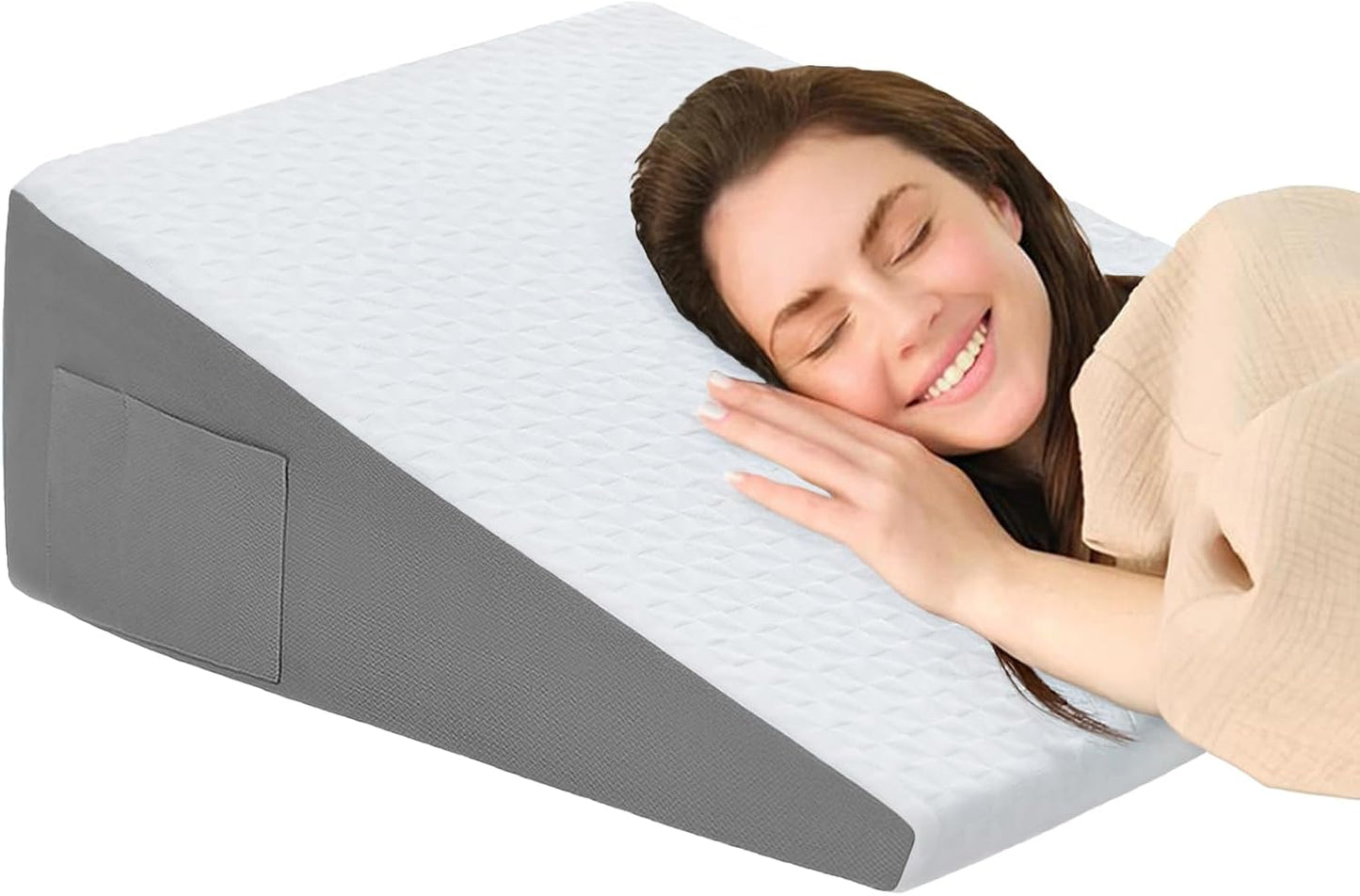 8" Leg Elevation Pillow, Memory Foam Wedge Pillow for Leg & Knee Support | Knee, Hip & Ankle Support. Elevates Legs For Comfortable Sleeping, Resting, And Recovery With A Supportive Wedge Shape.