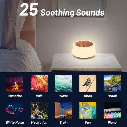 Color Noise Sound Machines with 10 Colors Night Light 25 Soothing Sounds and Sleep White Noise Machine 32 Volume Levels 5 Timers Adjustable Brightness Memory Function for Adults Kids Baby
