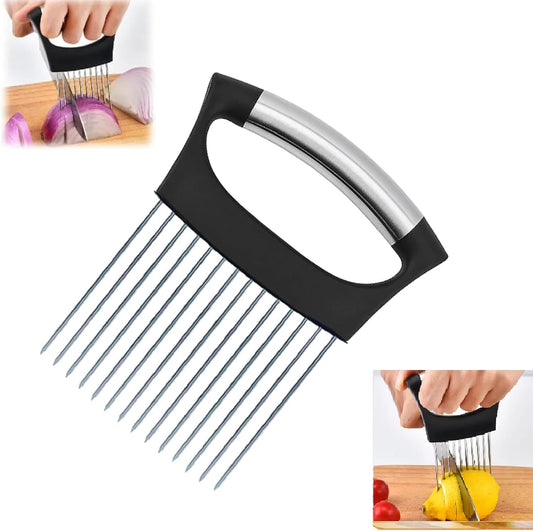 Onion Holder for Slicing, Large Onion Cutter Vegetable Chopper,Stainless Steel Lemon Slicer with 14 Needles,Kitchen Chopper Slicing Assistant Tool for Tomato Potato Avocados Eggs Meat Chopper