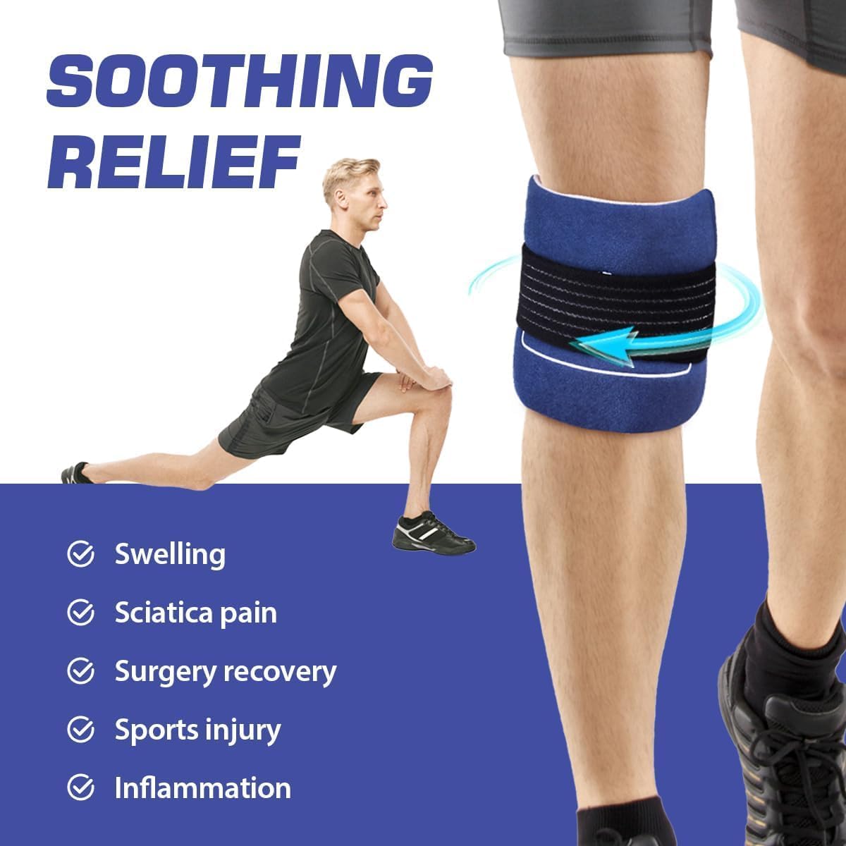 Hilph Ice Packs for Injuries 2 Pack, Hot Cold Gel Therapy Wrap with Strap