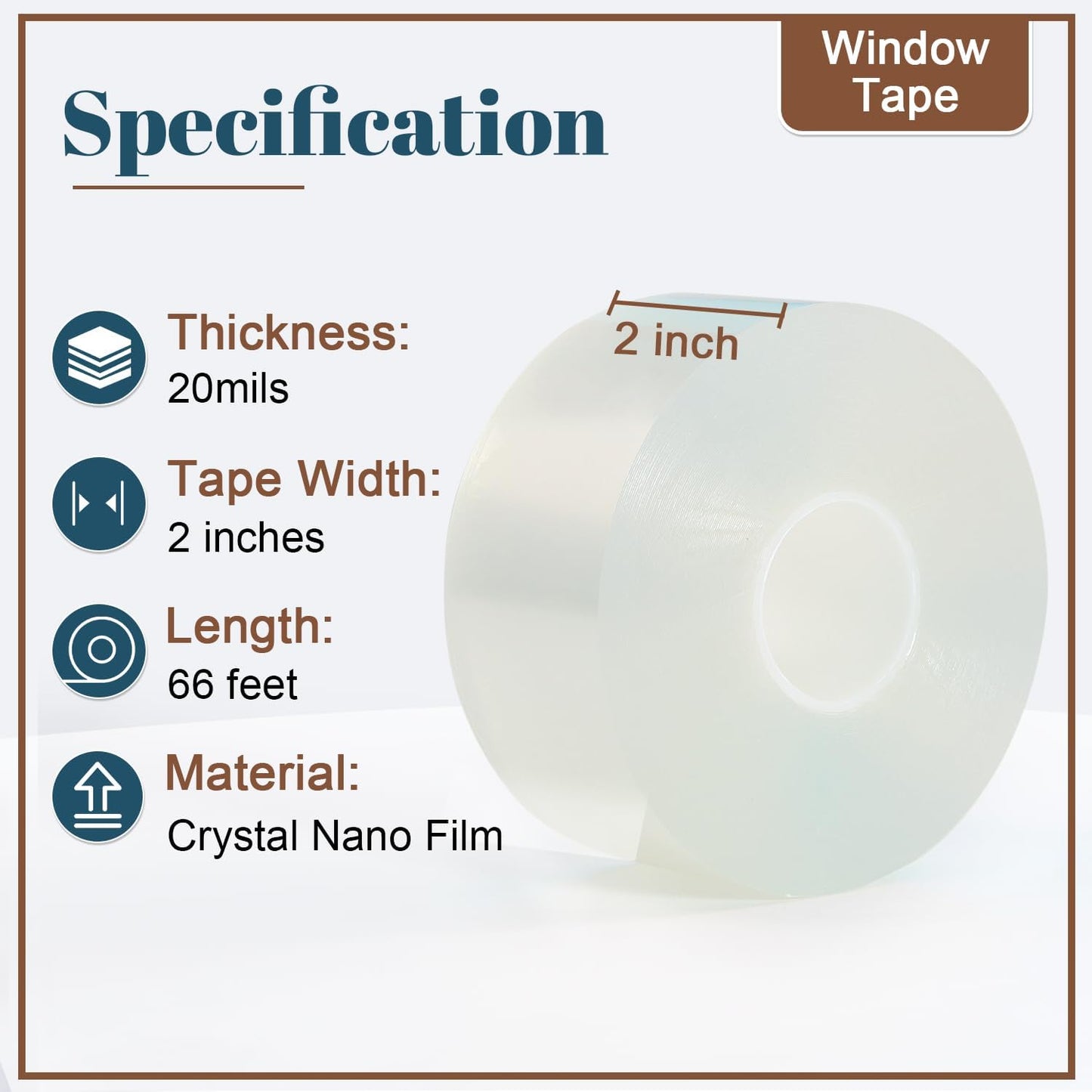 Window Sealing Tape 2 Inch x 33 Ft Transparent Window Insulation Waterproof Nano Draft Isolation Tape Clear Weather Stripping Caulk Tape for Window and Bathroom Shower Glass Side Gaps