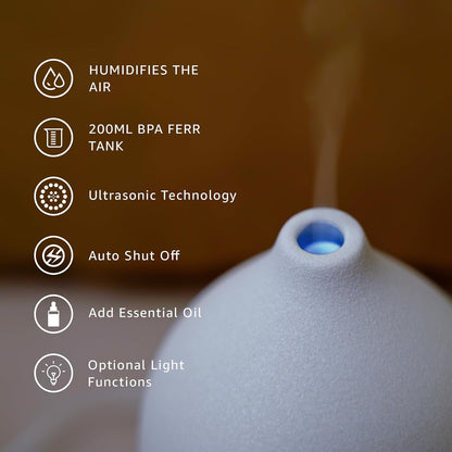 Gooamp 200ML Ceramic Essential Oil Diffuser for Home - Ultrasonic Aromatherapy Diffuser Humidifier with 7 Color LED Lights, Auto Shut-Off, 3 Timers for Bedroom, Office, Yoga, Black